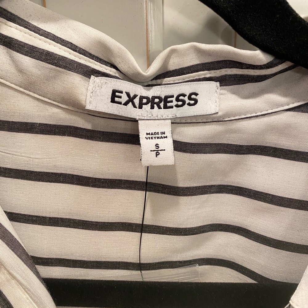 Express charcoal grey and White Striped Top - Picture 2 of 7